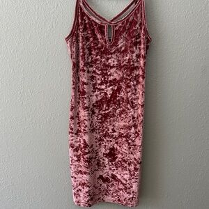 Popular Basics Pink Velvet Mini Dress